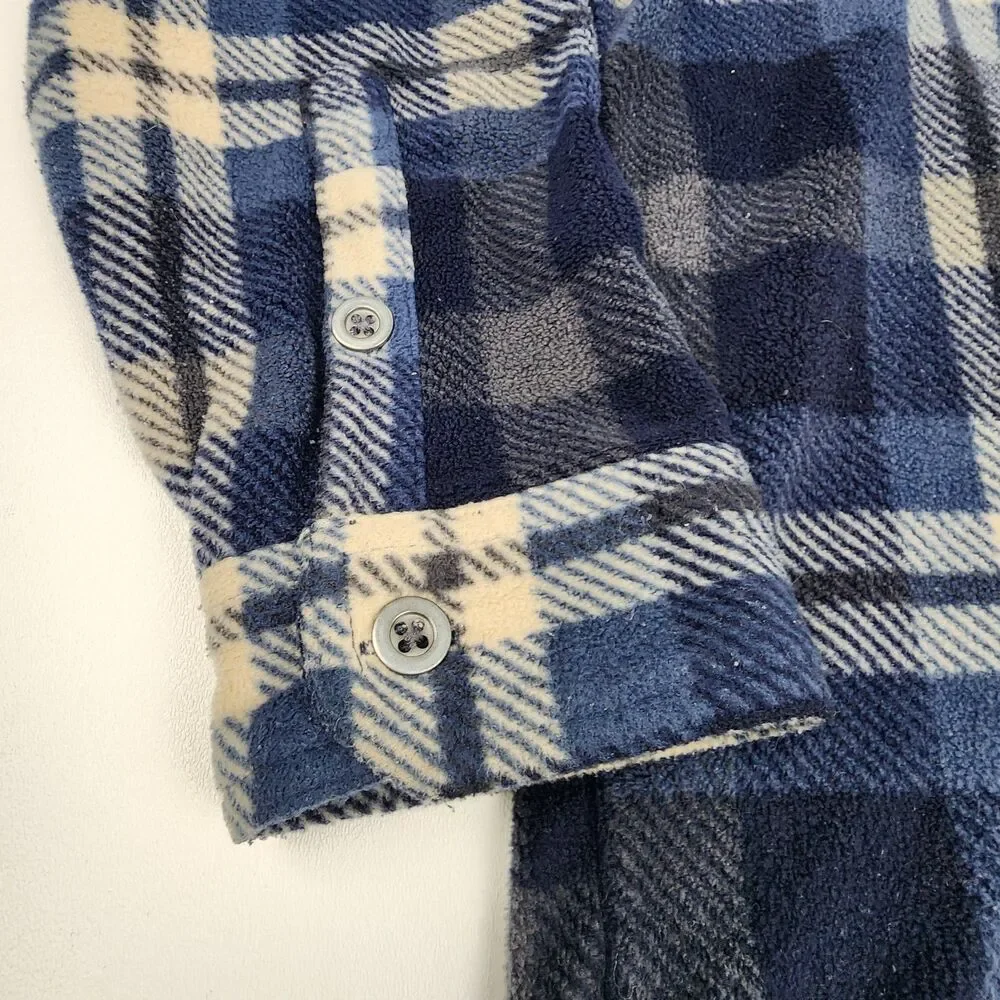 Freedom Foundry Plaid Fleece Shirt Jacket Men's XL Blue Shacket Button Front